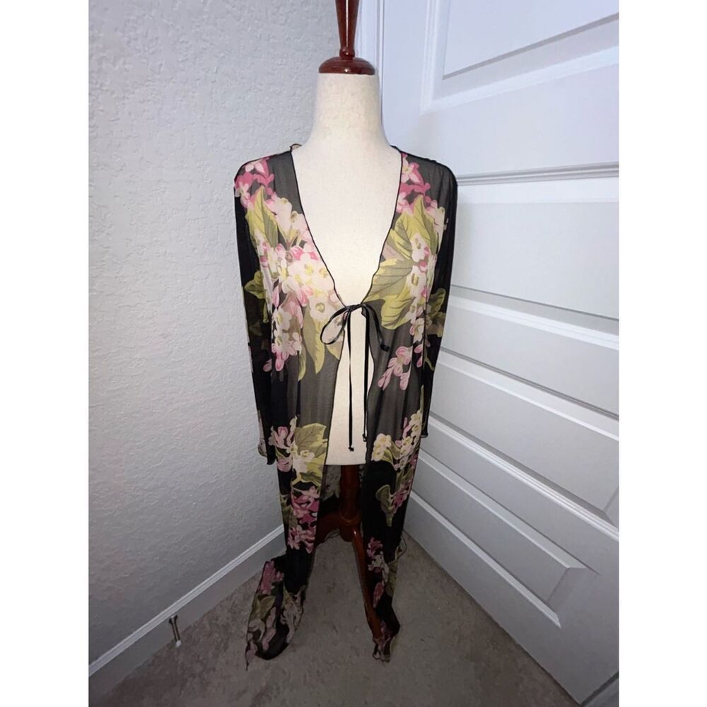Victoria’s Secret Floral Print Tie at Top Long Sleeve Sheer Robe - Picture 13 of 13